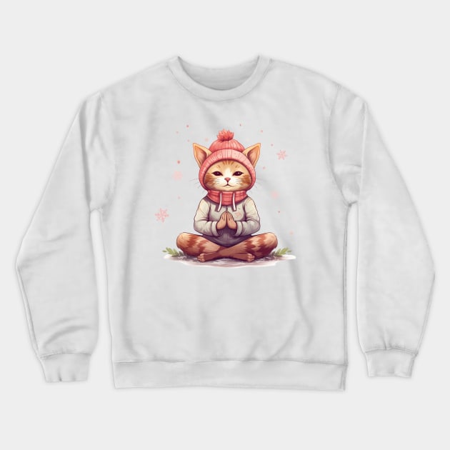 Yoga Meditation Christmas Cat I OM Crewneck Sweatshirt by ByMine